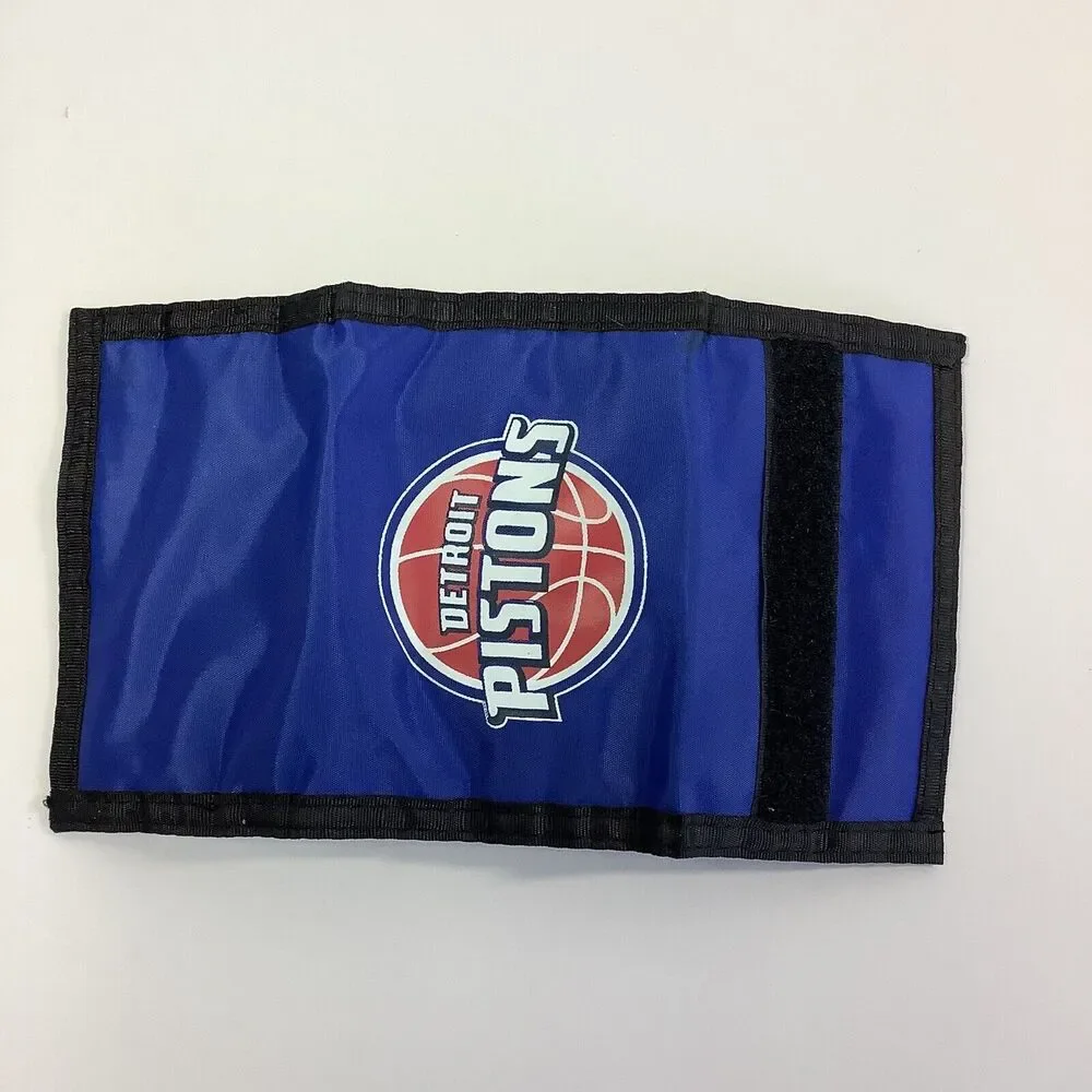Detroit Pistons Tri-Fold Nylon Wallet 2005-2017 Logo Shows Minor Wear‎